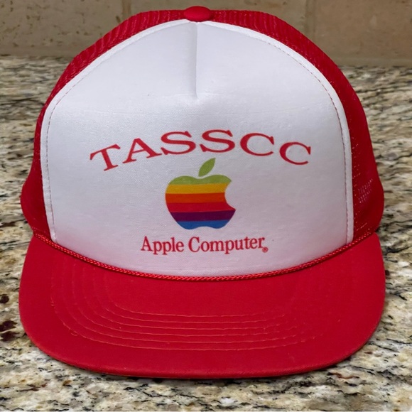 Vintage 80’s Rainbow Apple Computer TASSCC Rope Trucker Hat SnapBack EUC - Picture 3 of 12
